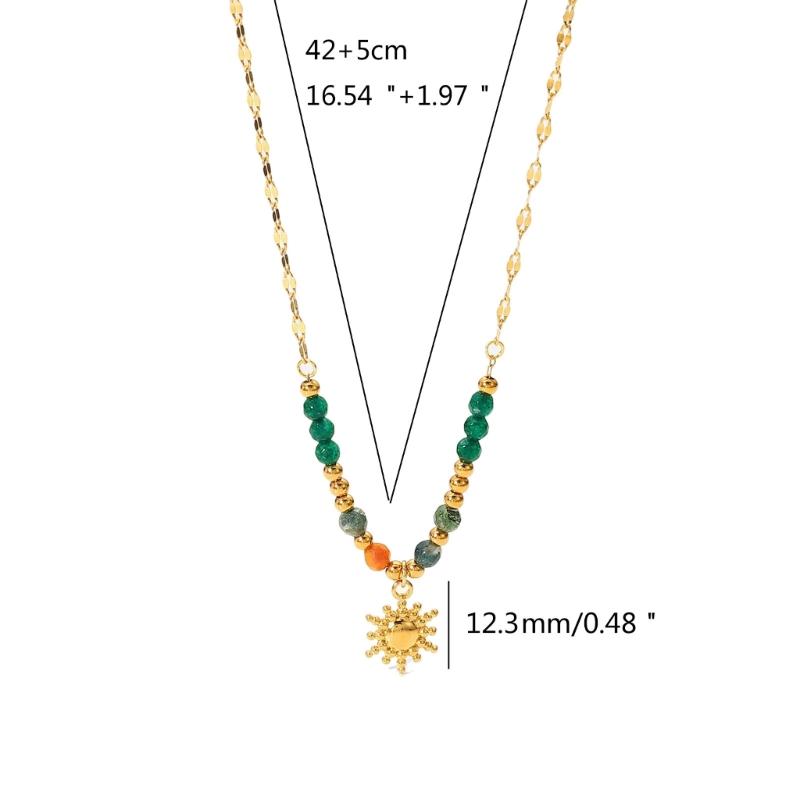 Vintage Natural Stone Beads Necklace Women's Charm Moon Sun Mang Star Pendant Can be Stacked Jewelry Gothic Jewelry Gifts