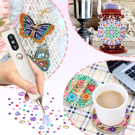 Yousheng Rhinestones Painting Pen Cordless Electric Rhinestones Art Pen No Wax Needed Ergonomic Comfort Nail Rhinestones Art Tool Kit