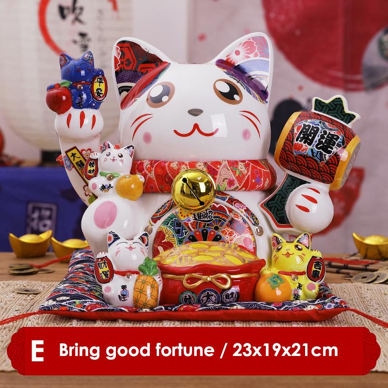 9 Inch Ceramic Maneki Neko Money Box Lucky Fortune Cat Figurine Coin Bank Home Decoration Kitten Ornament Business Gift