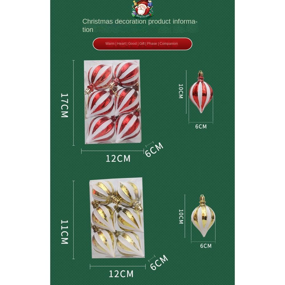 6pcs/Box Painted Gourd Christmas Tree Ornament DIY Crafts Painted Plastic Christmas Gifts Boxes Pendant Pendant Hanging Ornament