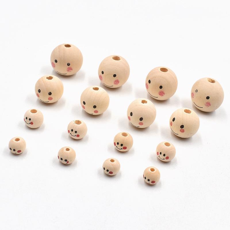 

Wooden Beads Natural Face Beads Ball Wood Beads Loose Spacer Bead for Angel Heads DIY Jewelry Bracelet Necklace Craft Making 10pcs 20mm