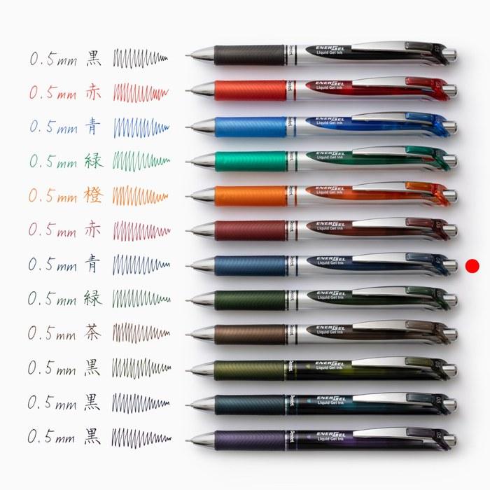 Pentel EnerGel Ballpoint Pen 0.5mm Silver Body BLN75Z-CA Blue Black 10-pack