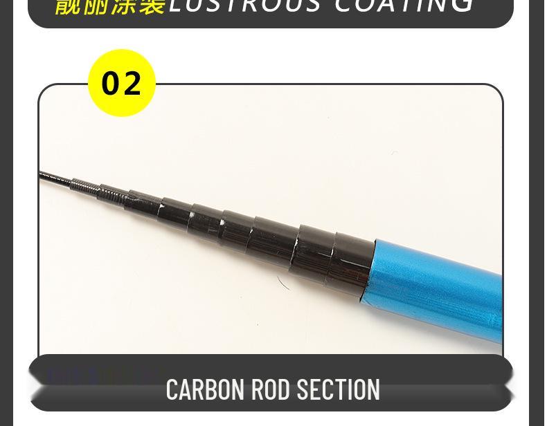 Vara de Pesca Carbon Stream de Bolso - Vara de Mão Curta de Seção Curta 28 & 19 Tones Dura