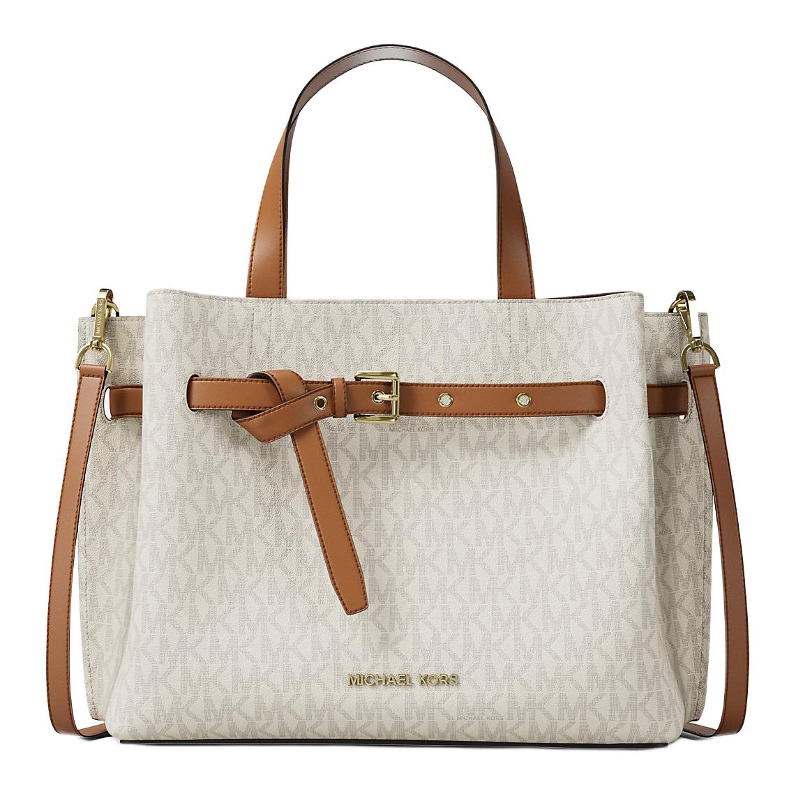 

Michael Kors Logo Print Coated Canvas Crossbody Shoulder Bag Medium Women bags Vanilla-White Acorn-Brown 30F5GU5S2B-VANILLA Basic Set (Bag)