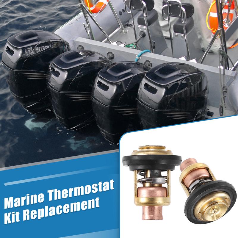 X Autohaux 2pcs Marine Thermostat Kit for Mercury Marine V-6 135-150 175 200HP 143 Degree
