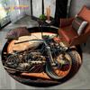 3D Retro Vintage Motorcycle Cartoon Round Area Carpet Rug for Living Room Bedroom Kid Playroom Decor,Pet Area Rug Non-slip Gift