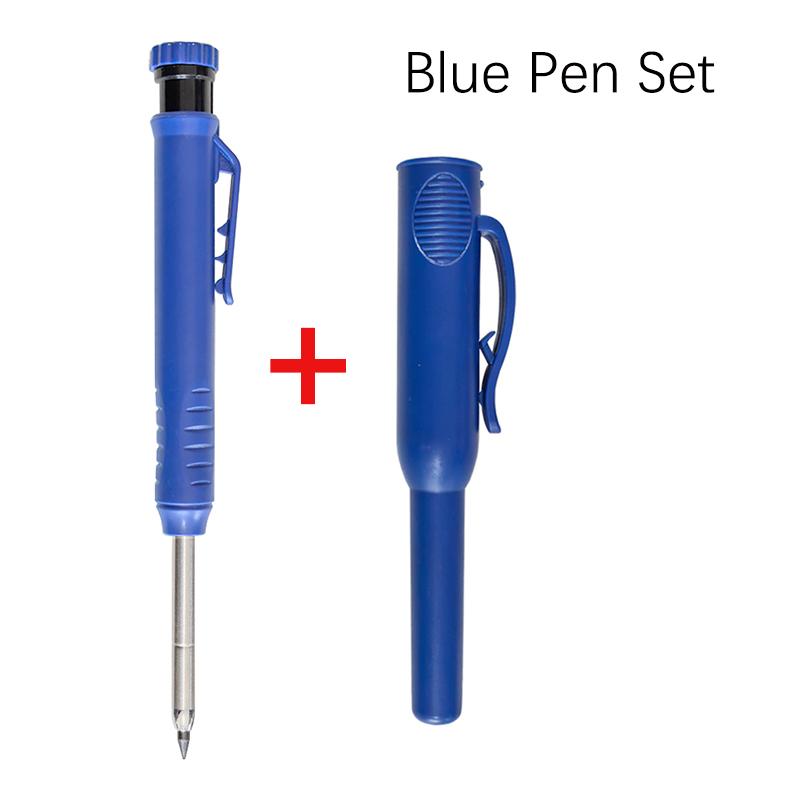 Mechanical Solid Carpenter Pencil Set with Cap Carpenter Scribing Deep Mouth Marking Tool with Built-In Sharpener Marking Pencil