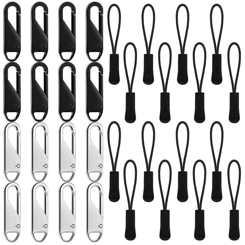 Universal Zipper Pulls with Cord Quick Instant Zipper Repair Kit Metal Zipper Sliders Replacement Bags Clothes Extend Puller
