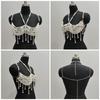 Faux Pearls Beaded Harness Bra Chest Chain for Women’s Party and Beach Clubwear Tassels Body Jewelry Bralette Crop Top