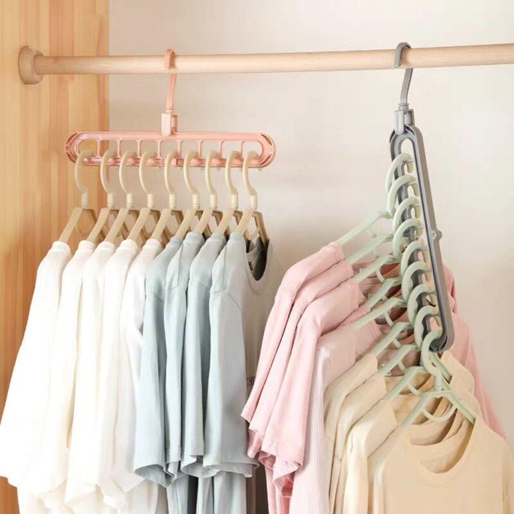9-Hole Wardrobe Storage Rack Space-saving Anti-slip Foldable Clothes Hanger 360 Degree Rotation Folding Storage Clothes Rack