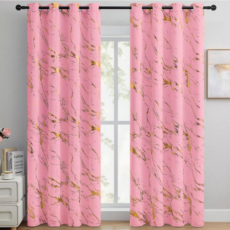 2pcs 100% Blackout Luxury Curtains - Gold Foil Jacquard with High Precision Weave Thickened Window Decor