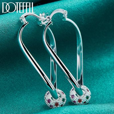 925 Sterling Silver Colored AAA Zircon Earrings Fashion Jewelry