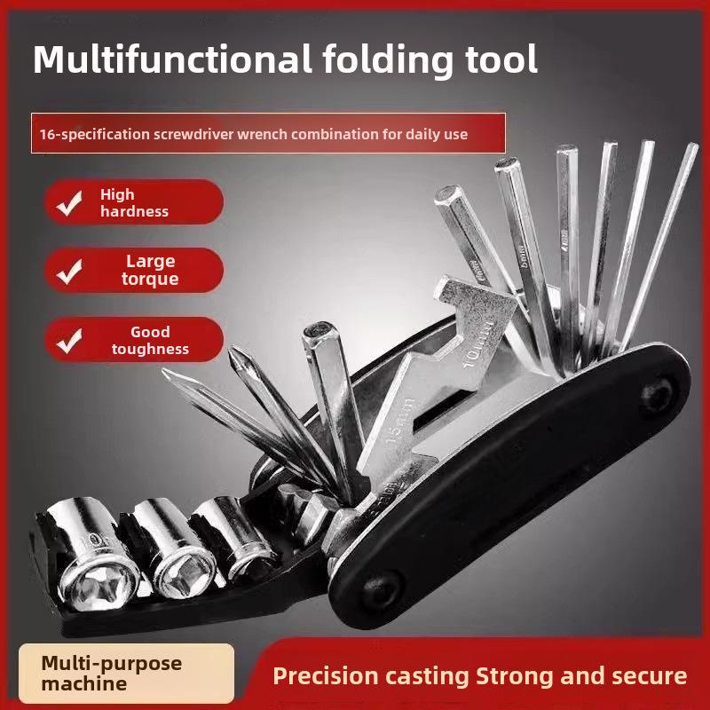 Portable Multi-Function Cycling Repair Kit: Hex Screwdriver, Socket Wrench, Folding Bicycle Tools