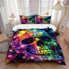 3pcs Colorful Skull Design Bedding Set, Includes One Quilt Cover and Two Pillowcases (No Core), Perfect for Bedroom and Guest Room