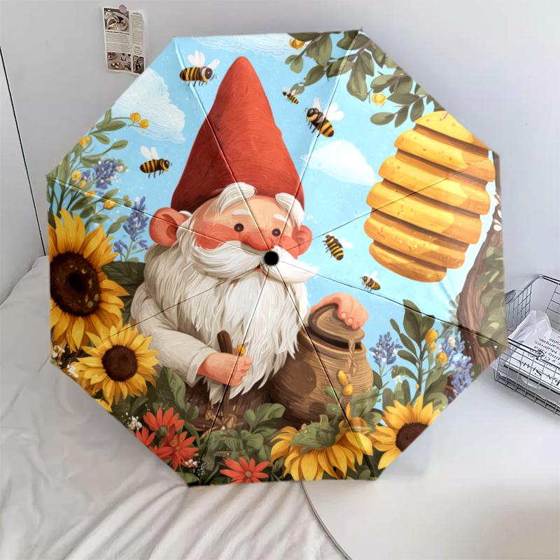 Sunflower pattern, automatic folding umbrella, portable and foldable design, 8 ribs, a Christmas or birthday gift.