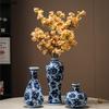 Vase en Porcelaine Bleu et Blanc Rétro Décoration de Table Arrangement Floral Pots de Fleurs Vases Floraux Classiques Décor Esthétique de Pièce