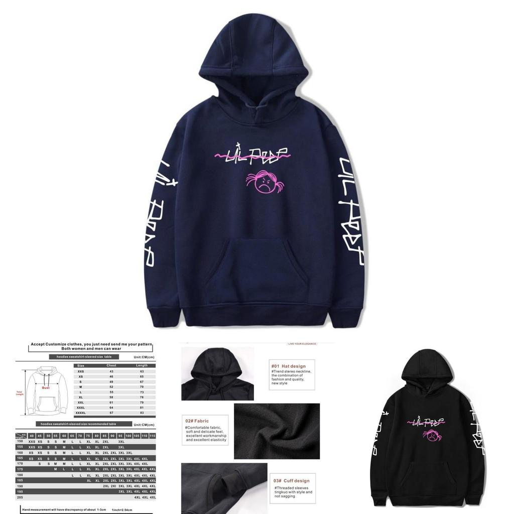 Bluza Peep Lil Love Pulower Hip Hop Smutna Twarz Kobiety Mężczyźni Raper 1 Bluzy z kapturem