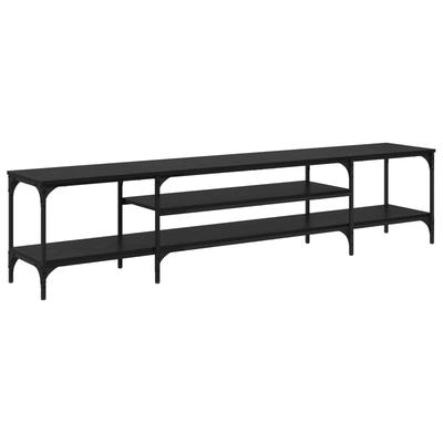 TV Cabinet In Black Oak Look 201 X 35 X 45 Cm