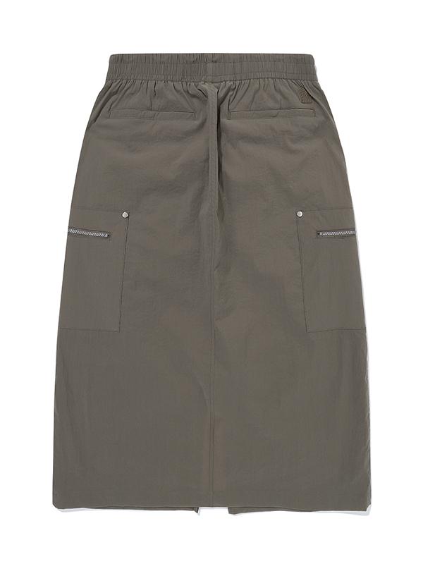 Bbc Earth W Layered Front Slit Skirt_Dark Grey