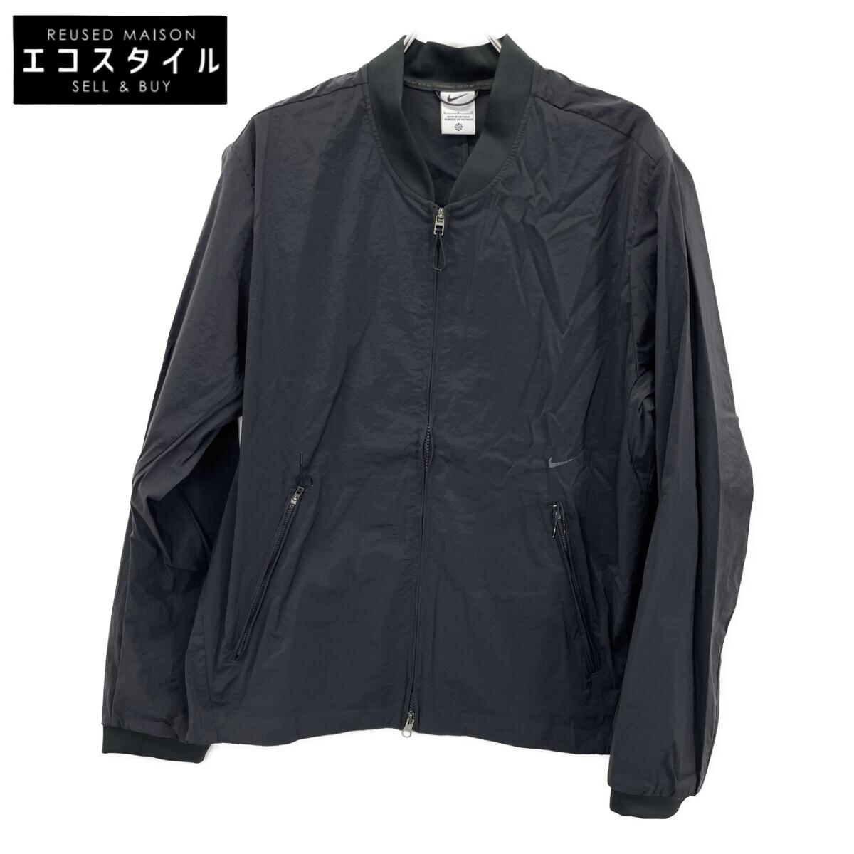 

NIKE FN3006-010 Black Nylon Swoosh Logo Versatile Bomber Jacket Jacket L blackUsed