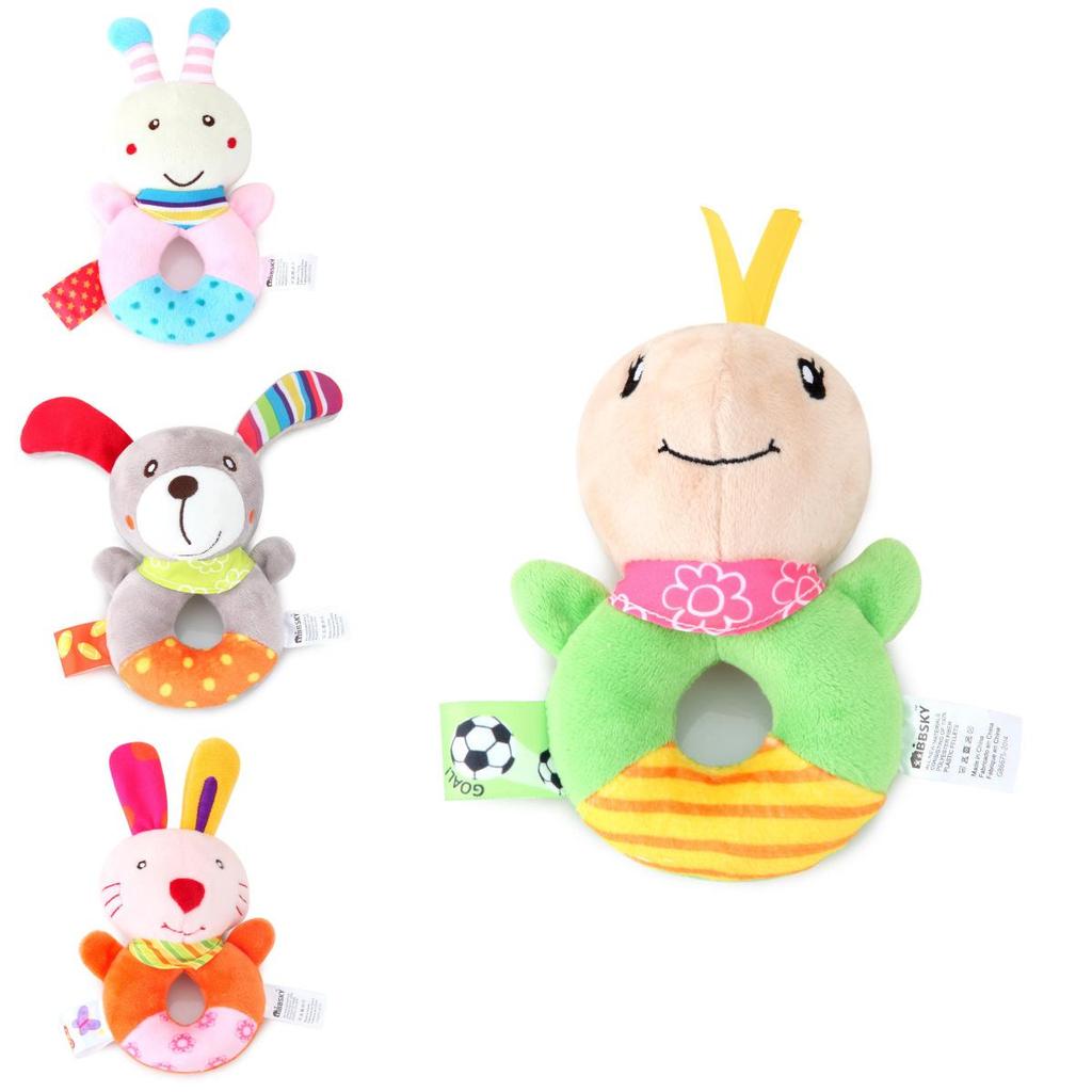 Bbsky Cute Animal Dog Rabbit Rattle Stick Baby Plush Hand Shake Bell Toy Newborn 0-1 Year