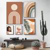 Mid Century Modern Boho Chic Poster Vintage Abstract Beige Line Art Print Canvas Painting Wall Art Trendy Living Room Home De