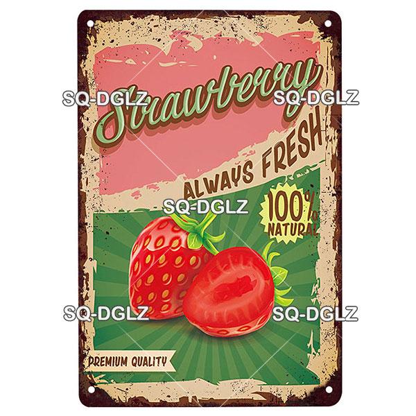 [SQ-DGLZ] Металлическая вывеска с фруктами, украшение для бара, стены, жестяная вывеска, винтажная металлическая вывеска, роспись овощей, таблички, художественный постер с фруктами 20x30cm（7.8x11.8inch）