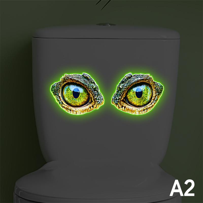 Funny Glowing Eyes Toilet Stickers Removable Bathroom Decoration Waterproof Vinyl Wall Tile Decals for Home Office