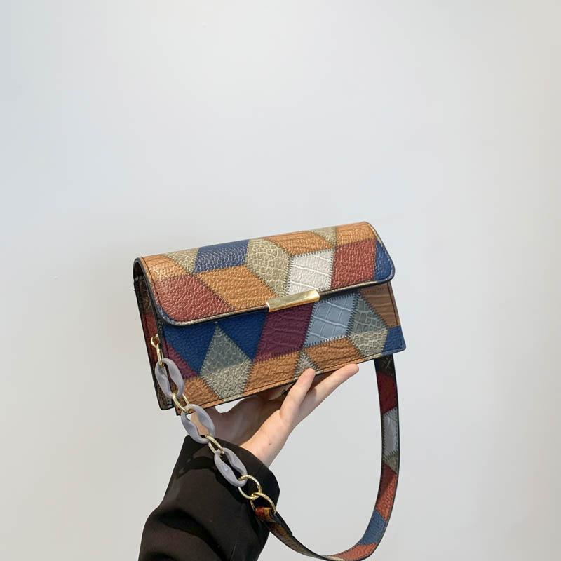 

Fashion Ladies Handbag Stylish Square Satchel Versatile Underarm Purse Compact PU Leather Shoulder Bags KTY 23x7x13.5cm разноцветный