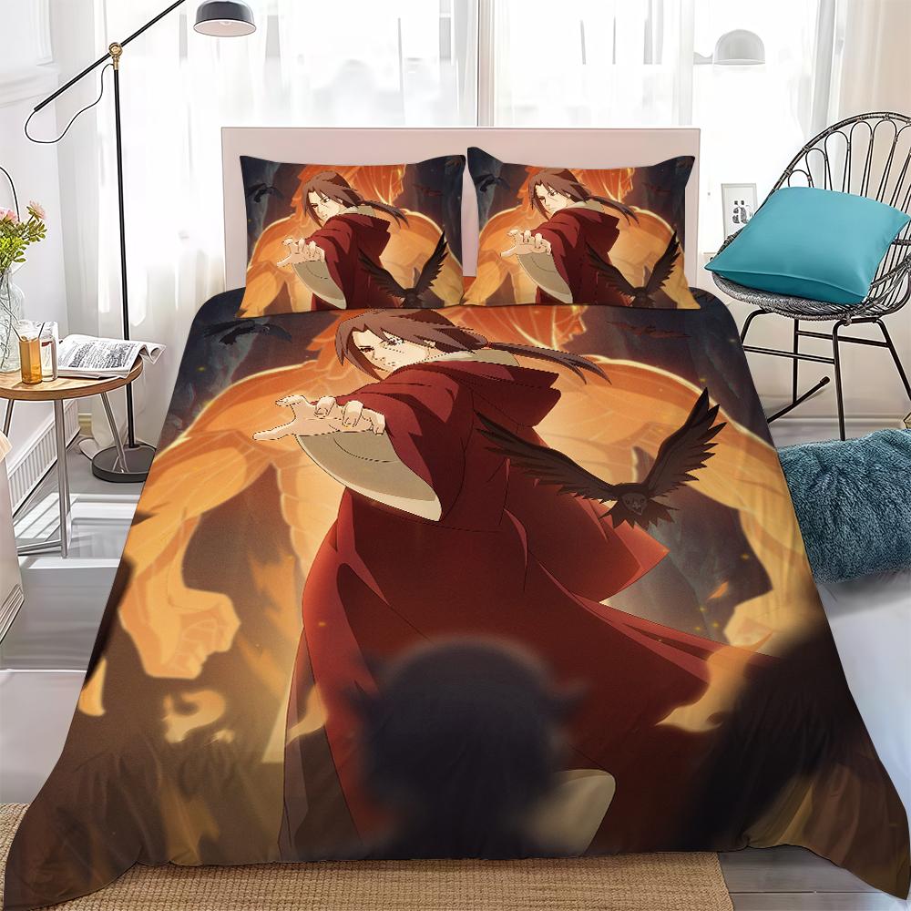 N-Naruto Anime Fashion Duvet Cover Set Home Style Bedding Soft Laundry Cotton Bed 3 Piece Set Student Dormitory Gift