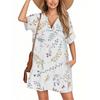 Women's Fashion Smock Hawaiian Floral Casual Short Sleeve V-neck T-shirt Dress Holiday Beach Dress