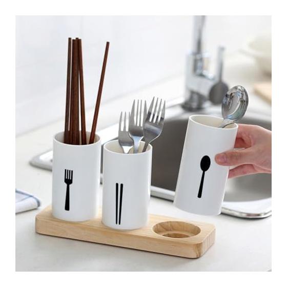 Suteki Life Chopstick Holder, Draining Rack for Spoons, Forks, Knives - 3 Piece Set, Nordic Style Kitchen Storage