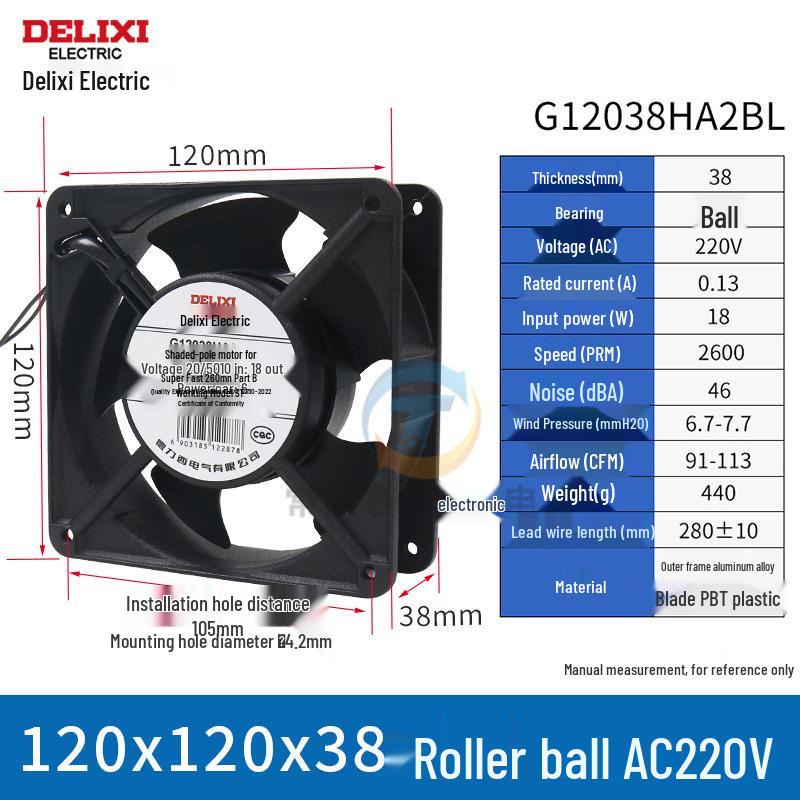 Delixi Axiallüfter 220V für Industrieschränke und Schweißmaschinen, 24V DC Kühlventilator.