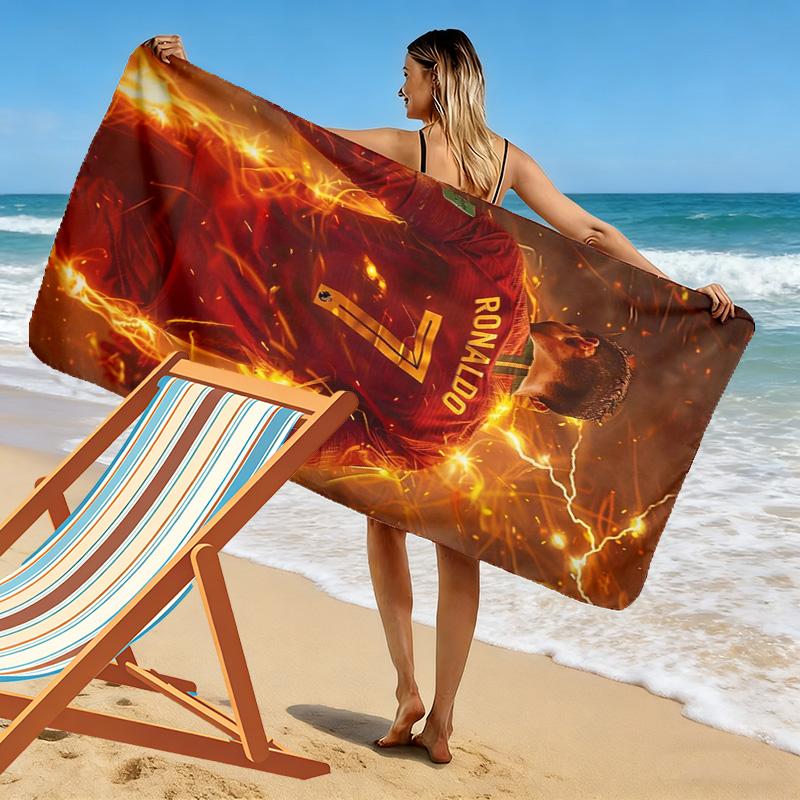 Asciugamano da Spiaggia con Stampa C Ronaldo, Asciugamano Grande Morbido ad Asciugatura Rapida per Spiaggia Campeggio Nuoto