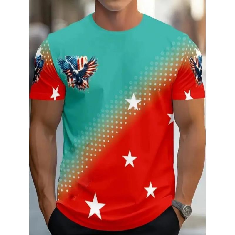 Summer New Men's Contrasting Color Splicing Short-sleeved Top Trendy Fashion Urban Street Casual T-shirt