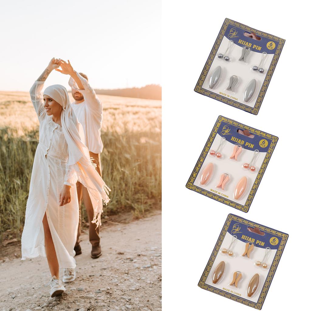 1Set Pearls Scarf Clip Muslim Women Shawl Clip Neckline Safety Pins Sweater Clip for Women Secure Stylish Scarf Holder