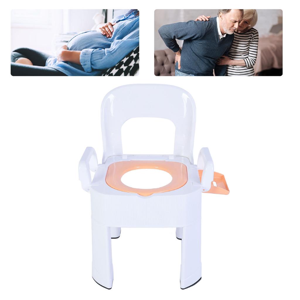 Squat Toilet Commode Chair Detachable Foldable Non Slip Armrest Backrest Cushion Quick Drying Extra Wide Commode Bathroom Sitting Bath Stool
