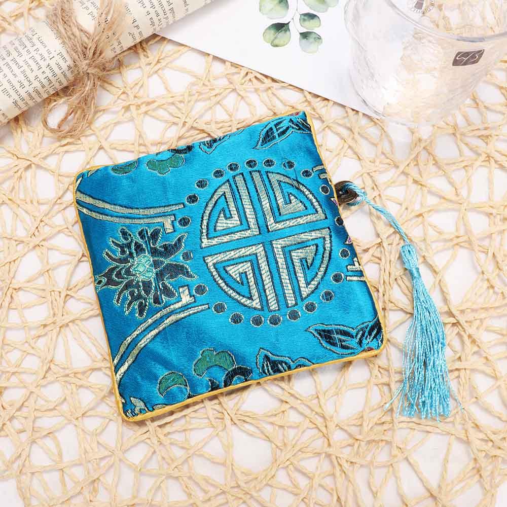 Buddhistická peněženka Květinový brokát Střapec Balení Korálky Tipy Taška Kabelky Peněženka Taška na šperky