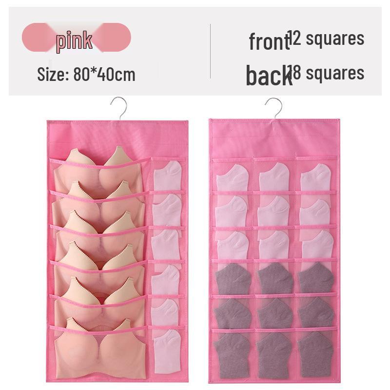 Dual-Sided Hanging Underwear Organizer for Wall or Dorm, Ideal for Bras and Panties.