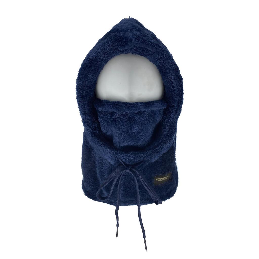Men's Fluffy Winter Pullover Hat with Face Mask, Warm Scarf, and Velvet Windproof Ear Protection
