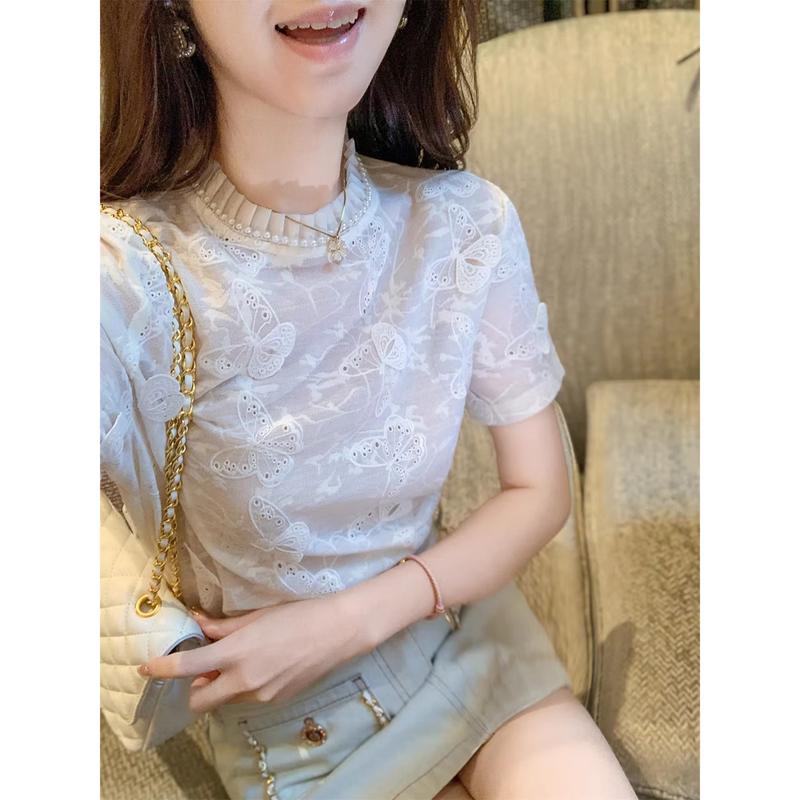 Women s Fluttering Butterfly Cutout Short Sleeve Top S