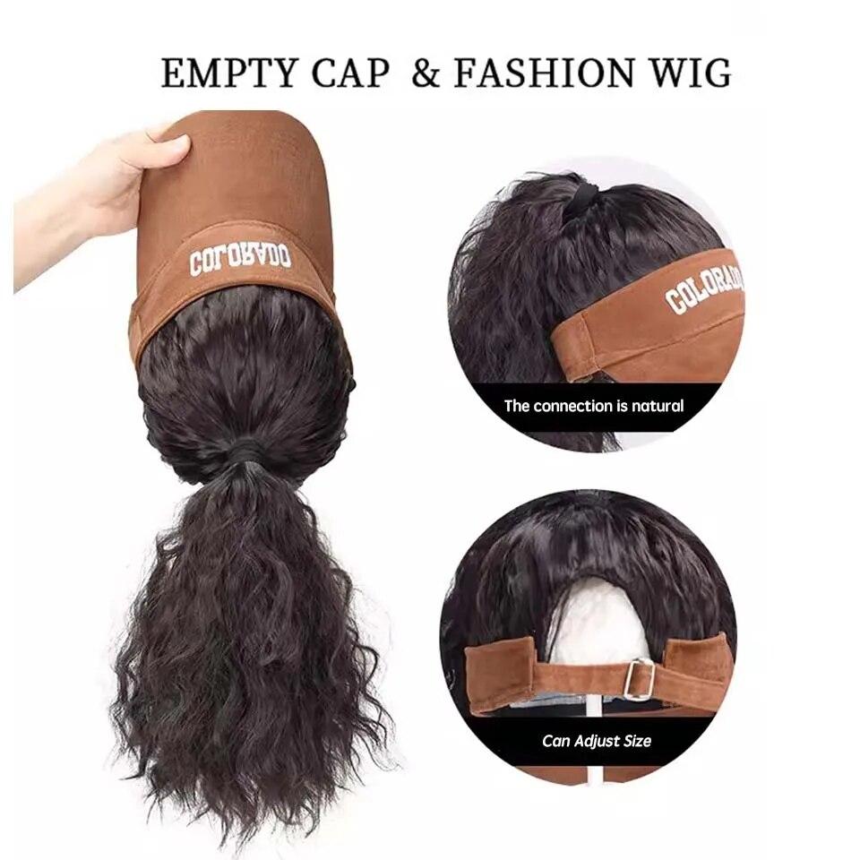 Pălărie Perucă cu păr sintetic Pălărie de soare de vară șapcă de baseball Păr scurt ondulat și ondulat posturi pentru femei Moda