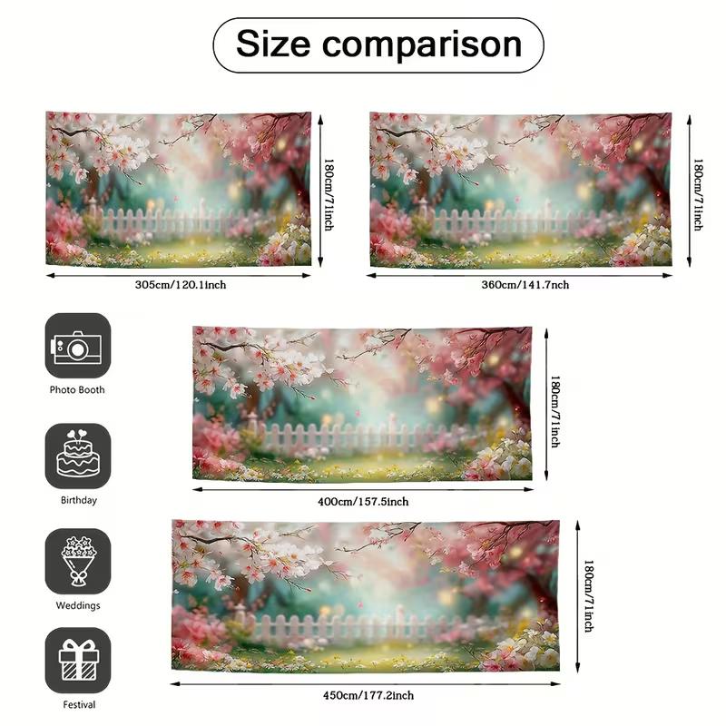 2D Pastel Cherry Blossom Garden Garage Door Banner for Yard and Festival Use
