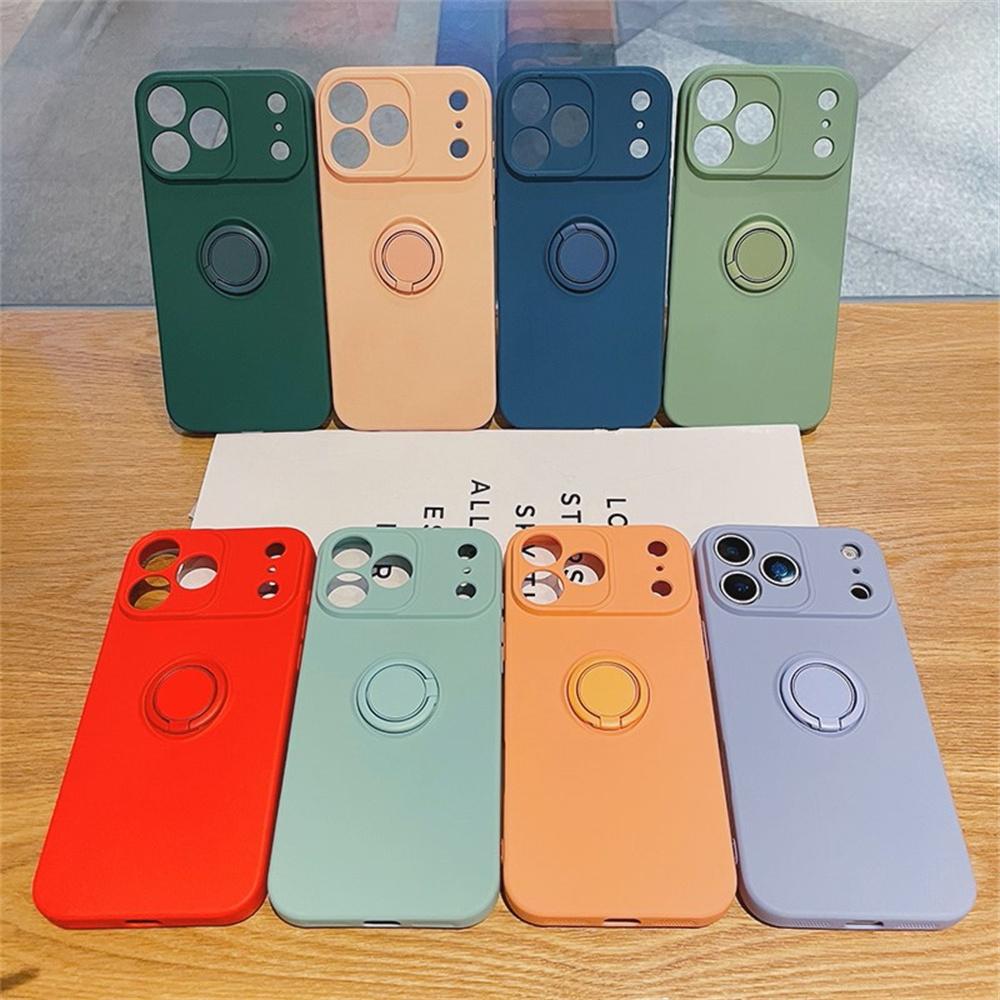 For iPhone 17 Air 16 15 14 13 Plus Pro Max With Ring Holder Stand Shockproof Case colorful luxury Silicone Soft Back Cover