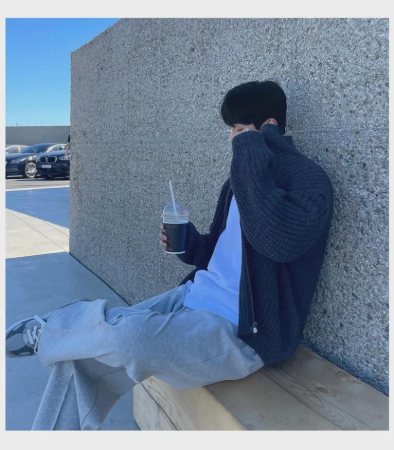 Chaqueta Cárdigan de Punto Retro Coreana con Cuello Mao para Hombre