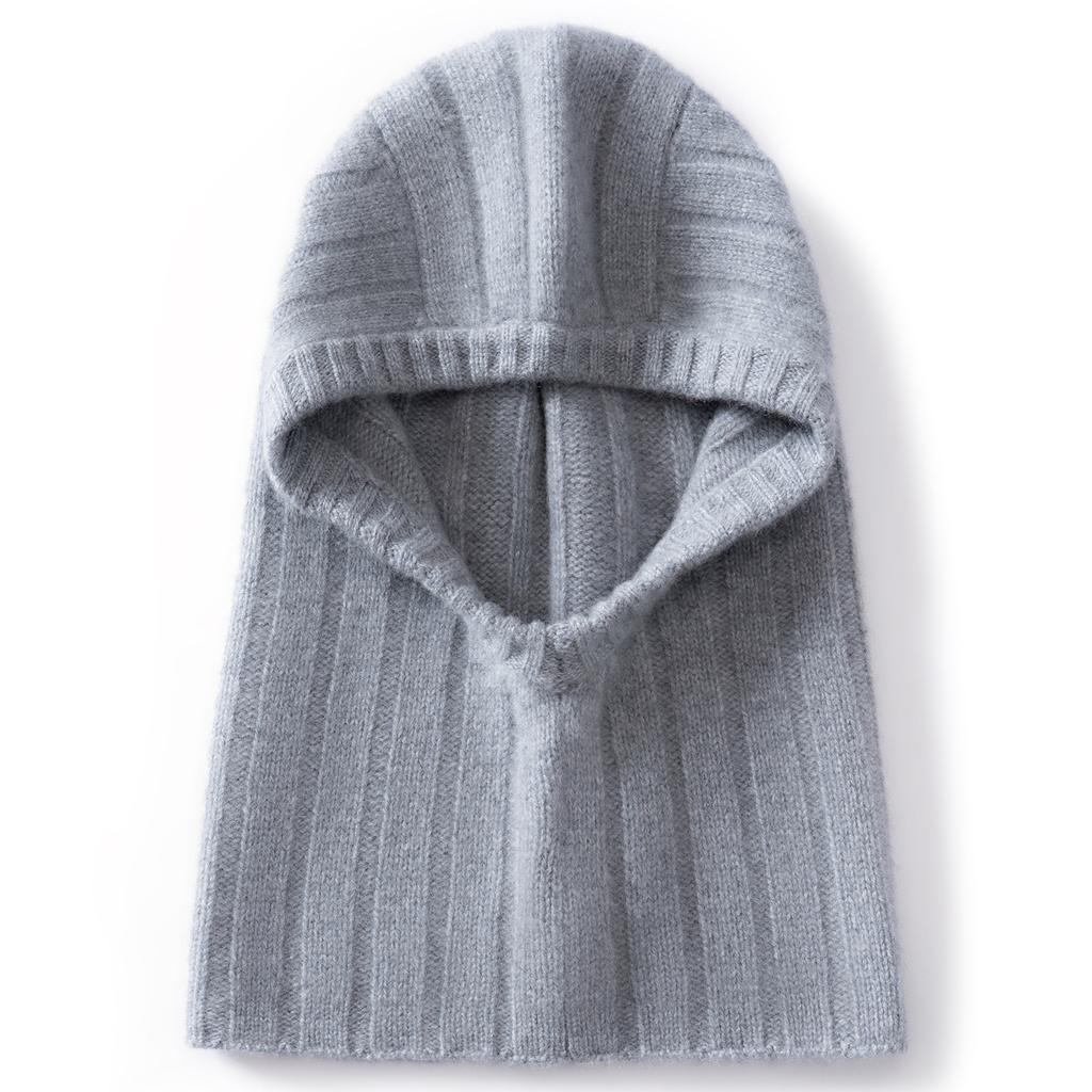 Autumn and Winter% Pure Cashmere Hat Women's Balaclava Hat Cold Protection Cover Ear Protection Wool Knitted Hat Men