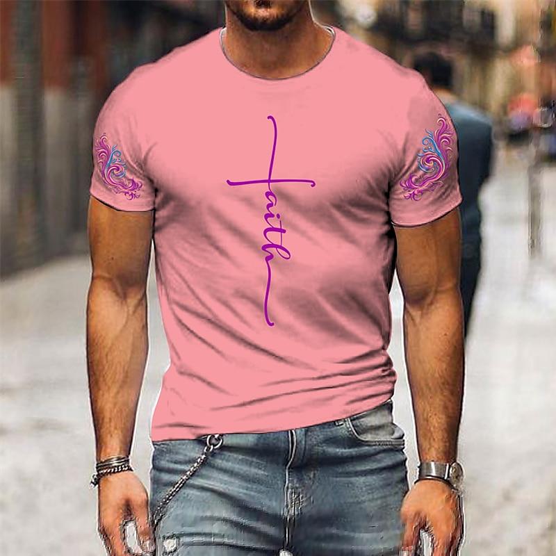 Summer Men's Short-sleeved Street Trend Personality Tops Soft Lightweight Comfortable Short-sleeved Round Neck Printed T-shirt