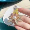 Maple Leaf Brooch Exquisite Temperament Light Luxury Suit Pin Pearl Rhinestone Corsage