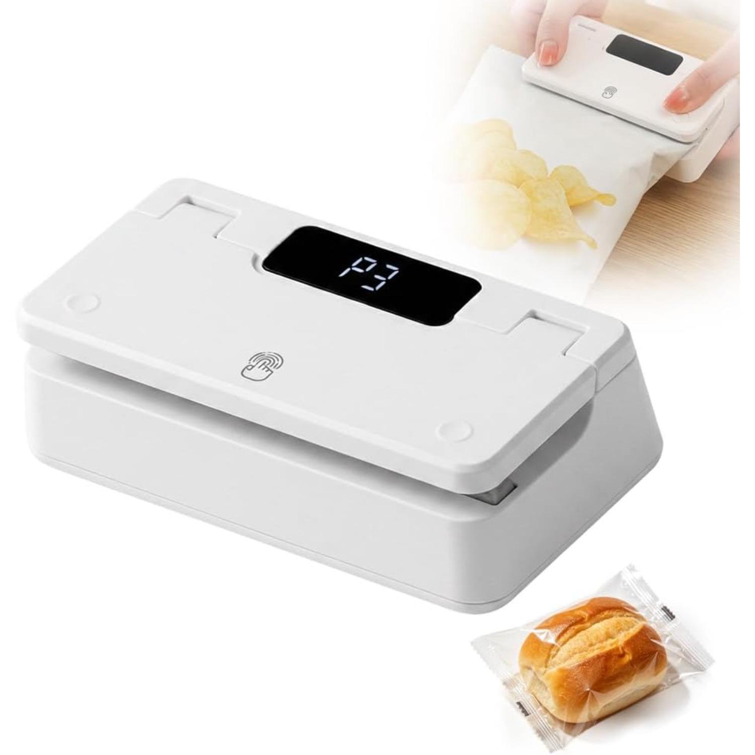 Mini Bag Sealer Magnetic, 2026 New Mini Bag Sealer Portable, Adjustable Bag Resealer for Kitchen, Pocket Size Heat Sealer for Students (White, 1) белый