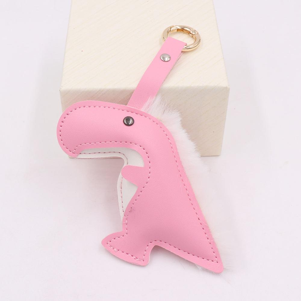 

Key Ring Car Key Buckle PU Leather Business Bag Pendant Plush Dinosaur Key Chain Car Accessories рожевий